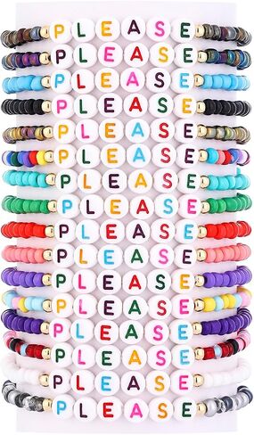 Taouzi 20 Pcs VOTE Bracelets Encourage Voting Bracelets Beaded Initial Bracelets Fashion Popular Letter Bracelets for Women Girls in Saudi Arabia