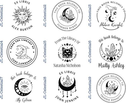 Personalized Embosser Book Stamp - From the Library of | Book Embosser | Custom Embosser Stamp | Ex Libris Embosser | personalized embosser | Celestial Design 1 5/8" x 1 5/8" in Saudi Arabia