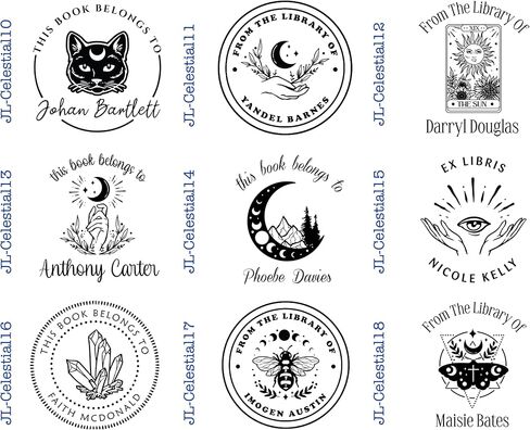 Personalized Embosser Book Stamp - From the Library of | Book Embosser | Custom Embosser Stamp | Ex Libris Embosser | personalized embosser | Celestial Design 1 5/8" x 1 5/8" in Saudi Arabia