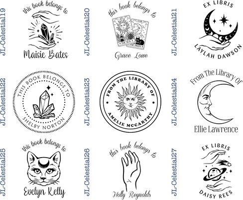 Personalized Embosser Book Stamp - From the Library of | Book Embosser | Custom Embosser Stamp | Ex Libris Embosser | personalized embosser | Celestial Design 1 5/8" x 1 5/8" in Saudi Arabia