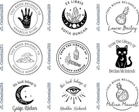 Personalized Embosser Book Stamp - From the Library of | Book Embosser | Custom Embosser Stamp | Ex Libris Embosser | personalized embosser | Celestial Design 1 5/8" x 1 5/8" in Saudi Arabia