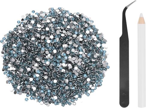 uxcell 5000pcs Flatback Rhinestones Resin, SS6 2mm Resin Rhinestones Bulk Round Shine Gems with Pickup Tools for DIY Nail Art Tumblers Mugs Clothes, Azure in Saudi Arabia
