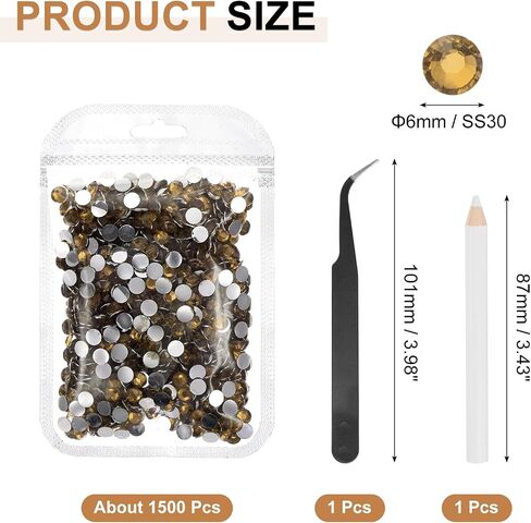 uxcell 1500pcs Flatback Rhinestones Resin, SS30 6mm Resin Rhinestones Bulk Round Shine Gems with Pickup Tools for DIY Nail Art Tumblers Mugs Clothes, Black in Saudi Arabia