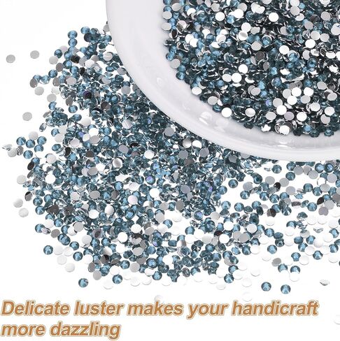 uxcell 5000pcs Flatback Rhinestones Resin, SS6 2mm Resin Rhinestones Bulk Round Shine Gems with Pickup Tools for DIY Nail Art Tumblers Mugs Clothes, Azure in Saudi Arabia