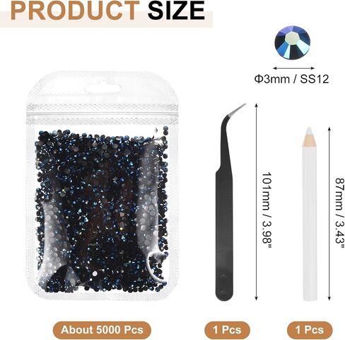 uxcell 5000pcs Flatback Rhinestones Resin, SS6 2mm Resin Rhinestones Bulk Round Shine Gems with Pickup Tools for DIY Nail Art Tumblers Mugs Clothes, Azure in Saudi Arabia