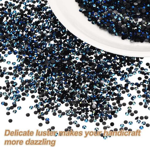 uxcell 5000pcs Flatback Rhinestones Resin, SS6 2mm Resin Rhinestones Bulk Round Shine Gems with Pickup Tools for DIY Nail Art Tumblers Mugs Clothes, Azure in Saudi Arabia