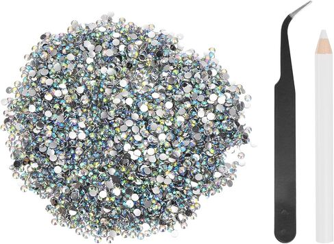 Uxcell 5000pcs Resins Flatback Risin ، SS6 2MM راتنجات الراتنجات الحجرية ذات الجولة الجولة الجولة الجولة مع أدوات التقاط لفن الأظافر DIY الأوبرة ، Azure ، Azure in Saudi Arabia