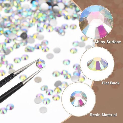 Uxcell 5000pcs Resins Flatback Risin ، SS6 2MM راتنجات الراتنجات الحجرية ذات الجولة الجولة الجولة الجولة مع أدوات التقاط لفن الأظافر DIY الأوبرة ، Azure ، Azure in Saudi Arabia