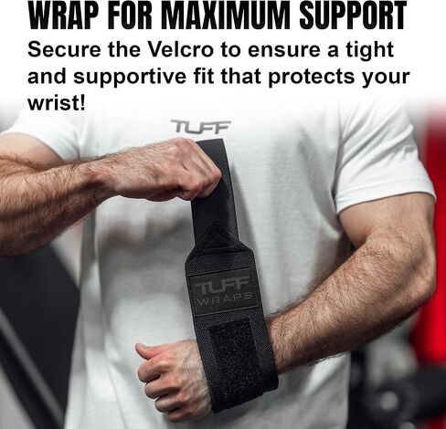 أغطية معصم TuffWraps مقاس 16 بوصة: بدون حلقات إبهام، أغطية معصم رياضية عالية الجودة لرفع الأثقال، وضغط المقعد، ورفع الأثقال، والتدريب المتقاطع - جرب نظام شد حلقة الحزام in Kuwait