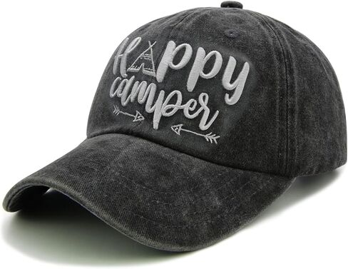 Embroidered Happy Camper Baseball Cap Distressed Dad Hat for Men Women in Kuwait
