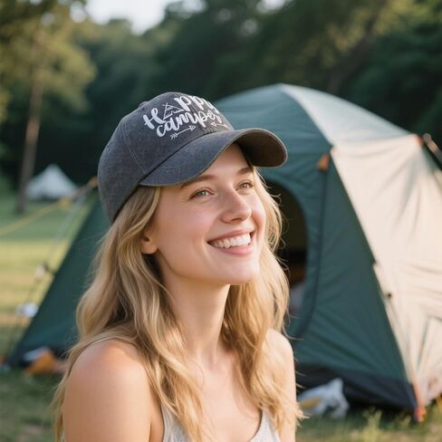 Embroidered Happy Camper Baseball Cap Distressed Dad Hat for Men Women in Kuwait