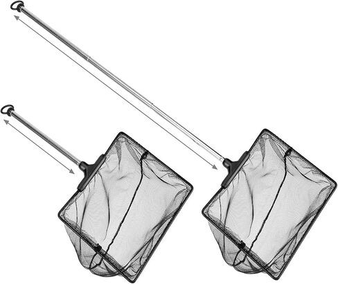 Mogoko Aquarium Fish Net, 10.8" x 16.3" Rectangular Fish Net with 5.5"-16.3" Extendable Telescopic Plastic Handle, Fine Mesh Nylon Fish Tank Accessory in Saudi Arabia