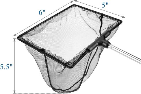 Mogoko Aquarium Fish Net, 10.8" x 16.3" Rectangular Fish Net with 5.5"-16.3" Extendable Telescopic Plastic Handle, Fine Mesh Nylon Fish Tank Accessory in Saudi Arabia