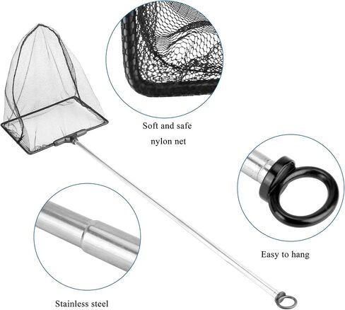 Mogoko Aquarium Fish Net, 10.8" x 16.3" Rectangular Fish Net with 5.5"-16.3" Extendable Telescopic Plastic Handle, Fine Mesh Nylon Fish Tank Accessory in Saudi Arabia