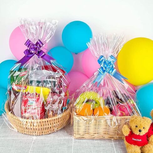 50 Packs 32" x 40" Cellophane Bags for Basket Extra-large Jumbo Clear Cellophane Wraps Clear Huge Cello Bags for Baskets, Gifts, Christmas Trees, Treats, Arts and Crafts, 50ct Ribbon Bows in Kuwait