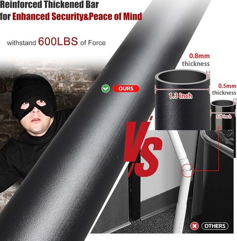 600LB Door Barricade Security bar- 24.5-50.7'’ Adjustable Door Stopper Stick for Front,Home,Apartment,Hotel,Heavy Duty Safety Lock Blocker Jammer-Women,Traveler Must Have in Kuwait