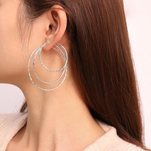 Meissa 1.7mm الفضة الاسترليني أقراط كبيرة للنساء الفتيات كبيرات حلقة الذهب ذات الأقراط خفيفة الوزن دائرة رقيقة ، 2 بوصة ، الذهب in Saudi Arabia