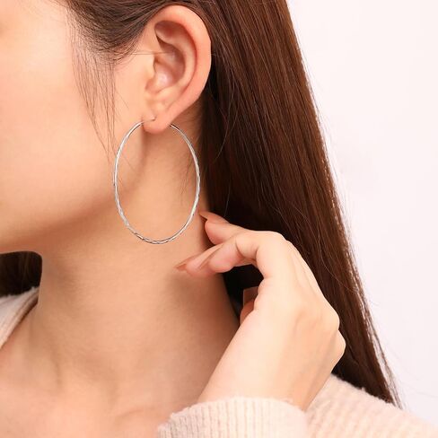 Meissa 1.7mm الفضة الاسترليني أقراط كبيرة للنساء الفتيات كبيرات حلقة الذهب ذات الأقراط خفيفة الوزن دائرة رقيقة ، 2 بوصة ، الذهب in Saudi Arabia