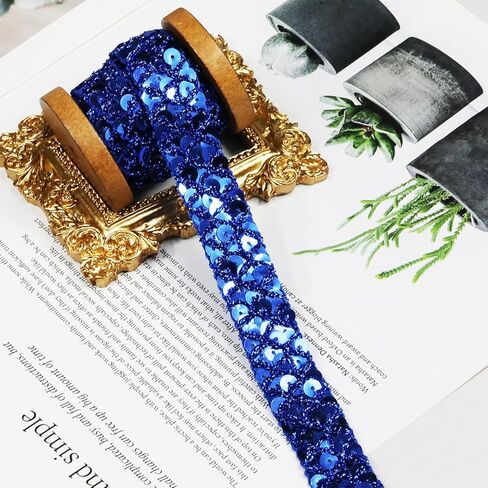 12 - Yard - Long White Sequin Ribbon Trim, Measuring 22mm (0.86 inches) in Width. Ideal for Sewing Projects, DIY Crafts, Costume Making, and Home Decoration. (White) in Saudi Arabia