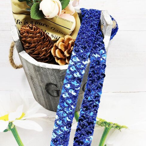 12 - Yard - Long White Sequin Ribbon Trim, Measuring 22mm (0.86 inches) in Width. Ideal for Sewing Projects, DIY Crafts, Costume Making, and Home Decoration. (White) in Saudi Arabia