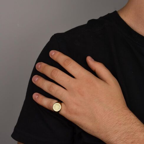14K الذهب ختم من رئيس الملائكة السبعة حلقة | سليمان ختم تميمة | 7 رئيس المجوهرات رئيس الملائكة | رئيس حماية رئيس الملائكة | الخاتم الخنصر الذهبي | سبع أسخيل ختم الحلقة | هدية دينية in Saudi Arabia