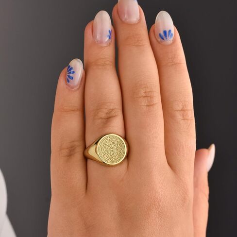 14K الذهب ختم من رئيس الملائكة السبعة حلقة | سليمان ختم تميمة | 7 رئيس المجوهرات رئيس الملائكة | رئيس حماية رئيس الملائكة | الخاتم الخنصر الذهبي | سبع أسخيل ختم الحلقة | هدية دينية in Saudi Arabia