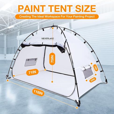 NEVERLAND Protable Paint Booth Tent - 10x6x6.2 ft Large Spray Paint Tent with Front and Rear Doors, Two Air Vent and Windproof Hooks Paint Booth for DIY Hobby Tool Spray Paint Shelter(White) in Saudi Arabia