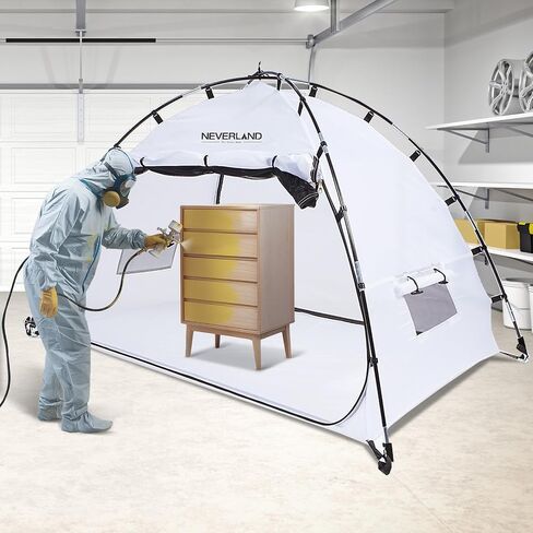 NEVERLAND Protable Paint Booth Tent - 10x6x6.2 ft Large Spray Paint Tent with Front and Rear Doors, Two Air Vent and Windproof Hooks Paint Booth for DIY Hobby Tool Spray Paint Shelter(White) in Saudi Arabia