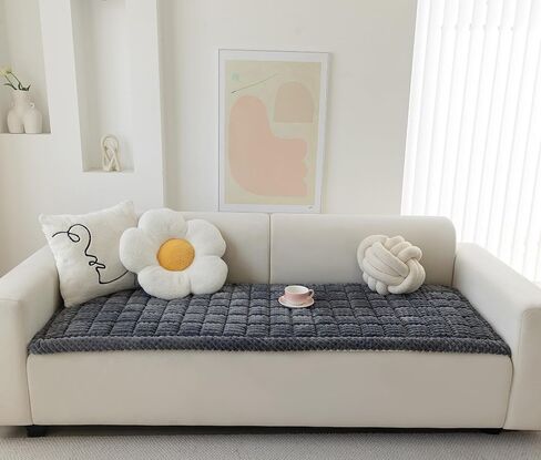 Couch Cover for Dogs Washable, Fuzzy Pet Cover for Sofa, Covers for 3 Cushion Couch Pet Friendly, Non Slip Dog Bed Mat Blanket (White, 27.6x59.06 inch) in Kuwait