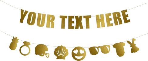 Your Text Here banner - Funny Rude Customize Your Party Banner Signs | Custom Party Banner | Custom Text/Phrase Banner | Make Your Own Banner Sign | StringItBanners (Gold Metallic) in Saudi Arabia
