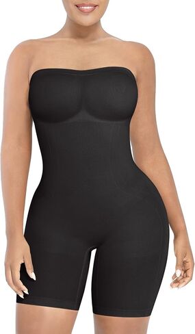 SHAPELLX Women's Shapewear Bodysuits Tummy Control Butt Lifter Body Shaper Strapless Seamless Mid Thigh Jumpsuit Tops in Saudi Arabia