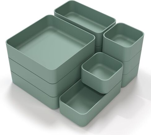 CHANCETSUI 11-Piece Stackable Drawer Organizer Set, Multi-size Desk Drawer Organizer Trays Vanity Storage Bins for Storing Makeup, Stationery, Utensils in Bathroom Dresser, Office and Kitchen in Saudi Arabia