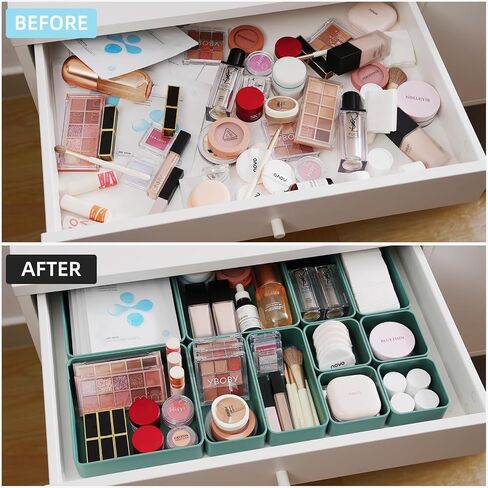CHANCETSUI 11-Piece Stackable Drawer Organizer Set, Multi-size Desk Drawer Organizer Trays Vanity Storage Bins for Storing Makeup, Stationery, Utensils in Bathroom Dresser, Office and Kitchen in Saudi Arabia