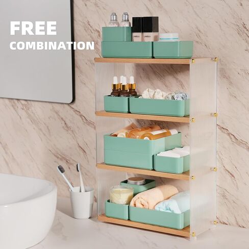 CHANCETSUI 11-Piece Stackable Drawer Organizer Set, Multi-size Desk Drawer Organizer Trays Vanity Storage Bins for Storing Makeup, Stationery, Utensils in Bathroom Dresser, Office and Kitchen in Saudi Arabia