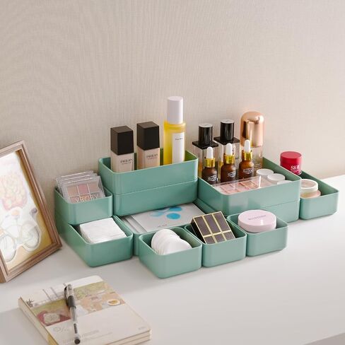 CHANCETSUI 11-Piece Stackable Drawer Organizer Set, Multi-size Desk Drawer Organizer Trays Vanity Storage Bins for Storing Makeup, Stationery, Utensils in Bathroom Dresser, Office and Kitchen in Saudi Arabia