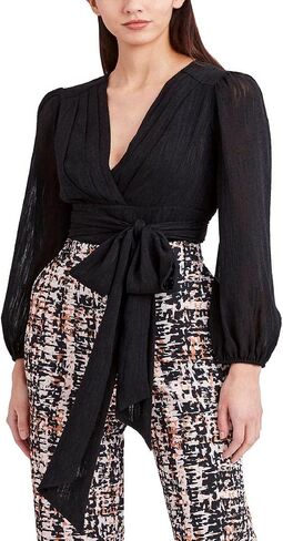 BCBGMAXAZRIA Women's Cropped Wrap Top with Bow in Saudi Arabia