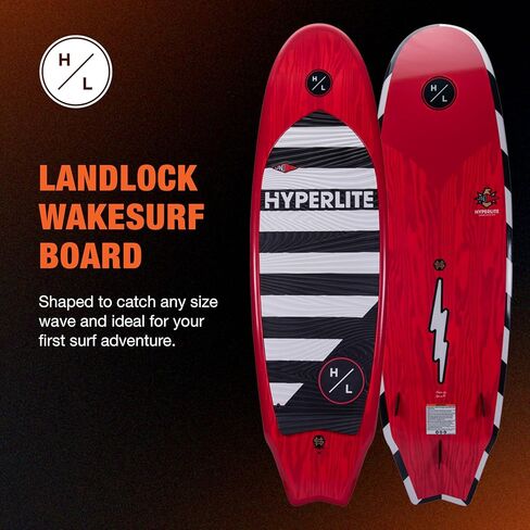 Hyperlite Landlock Wakesurf Board - لوح Wakesurf ذو نمط Longboard المتسامح - مثالي للمبتدئين والراكبين المتوسطين أو لجلسة ركوب الأمواج الأولى - 5 أقدام و9 بوصات in Kuwait