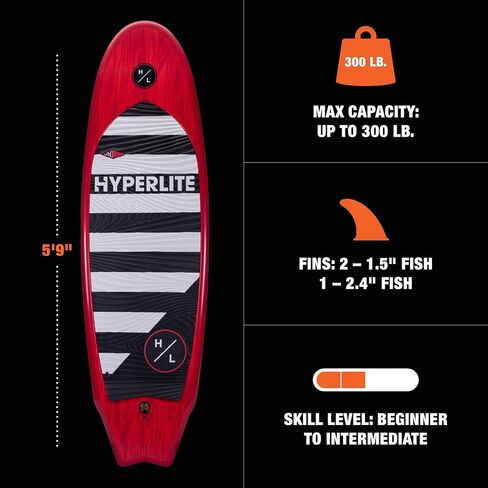 Hyperlite Landlock Wakesurf Board - لوح Wakesurf ذو نمط Longboard المتسامح - مثالي للمبتدئين والراكبين المتوسطين أو لجلسة ركوب الأمواج الأولى - 5 أقدام و9 بوصات in Kuwait