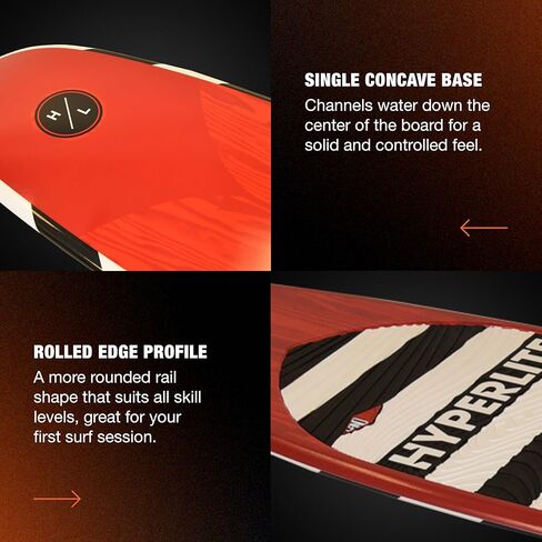 Hyperlite Landlock Wakesurf Board - لوح Wakesurf ذو نمط Longboard المتسامح - مثالي للمبتدئين والراكبين المتوسطين أو لجلسة ركوب الأمواج الأولى - 5 أقدام و9 بوصات in Kuwait