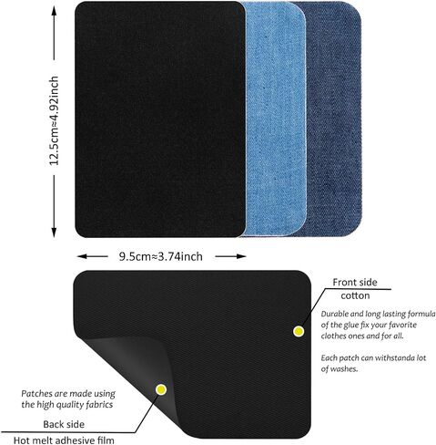 Patches for Cloth, Iron on Sewing Repair Jeans, Inside & Outside Strongest Clothing, Decorating,Crafting, Embellishment, 3.7" by 4.9" (Dark and Light Blue) in Saudi Arabia