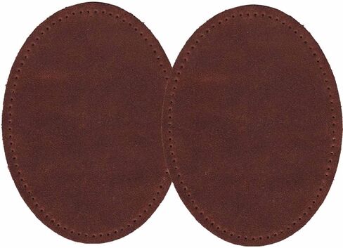 -2 Sew-on Large Natural Suede Leather Elbow Patches Size 4.75 in x 6.5 in w/Perforated Edges for Easy Sewing - (Brown) in Saudi Arabia