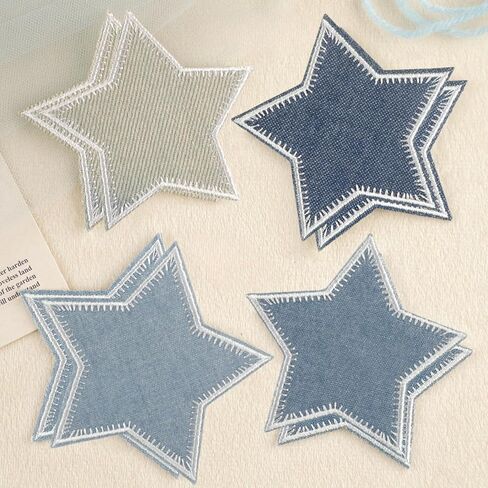 8 PCS Star Iron on Patches - Blue Star Patches Iron on Denim Patches for Jeans - تصحيحات النسيج للملابس والسترات والقبعات والحقائب الظهر والجينز والزخارف in Kuwait