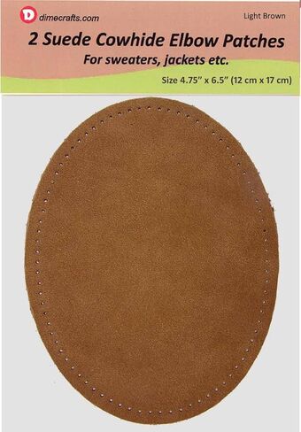-2 Sew-on Large Natural Suede Leather Elbow Patches Size 4.75 in x 6.5 in w/Perforated Edges for Easy Sewing - (Brown) in Kuwait