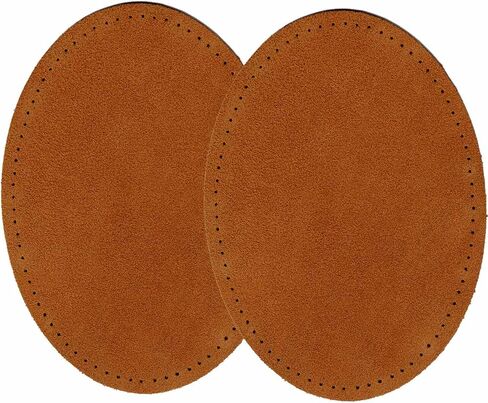 -2 Sew-on Large Natural Suede Leather Elbow Patches Size 4.75 in x 6.5 in w/Perforated Edges for Easy Sewing - (Brown) in Saudi Arabia