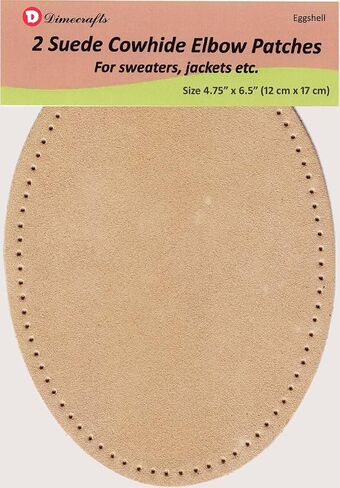 -2 Sew-on Large Natural Suede Leather Elbow Patches Size 4.75 in x 6.5 in w/Perforated Edges for Easy Sewing - (Brown) in Saudi Arabia
