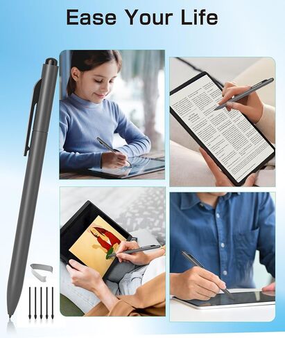 EMR Stylus Compatible with Remarkable 2, Replacement Digital Pen with Eraser, 4096 Pressure Levels, Palm Rejection, Tilt Support, for Remarkable/Samsung/Wacom/Onyx EMR Devices-with 5 Pen Tips in Kuwait