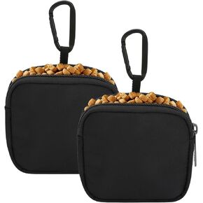 2Pcs Waterproof Dog Treat Pouch, Small Pocket Sized Pet Training Pouch, Dog Walking Bag Holder with Carabiner, for Puppy Travel or Outdoor Use, Black in Kuwait