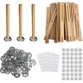 25 Set Wood Candle Wicks Cross Shape 4x0.4inch / 100x10mm, Cross Wooden Wicks w/Iron Stands for Soy Candle Making, Natural Wood Wick Core Handmade Candles