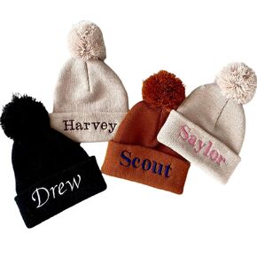 Embroidered Name Beanie Hat | Personalized Beanie for Newborns Baby And Toddler | Name And Monogram Hat | Unisex | Winter Wear | Boy Moms
