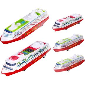 Hemoton 5Pcs Cruise Ship Model Pull Back Gliding Steamship for Emotional and Intellectual Development Material Safe for Random Styles Included